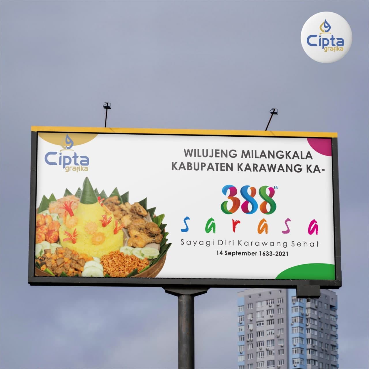 Sampaikan teks pada billboard advertising seperlunya