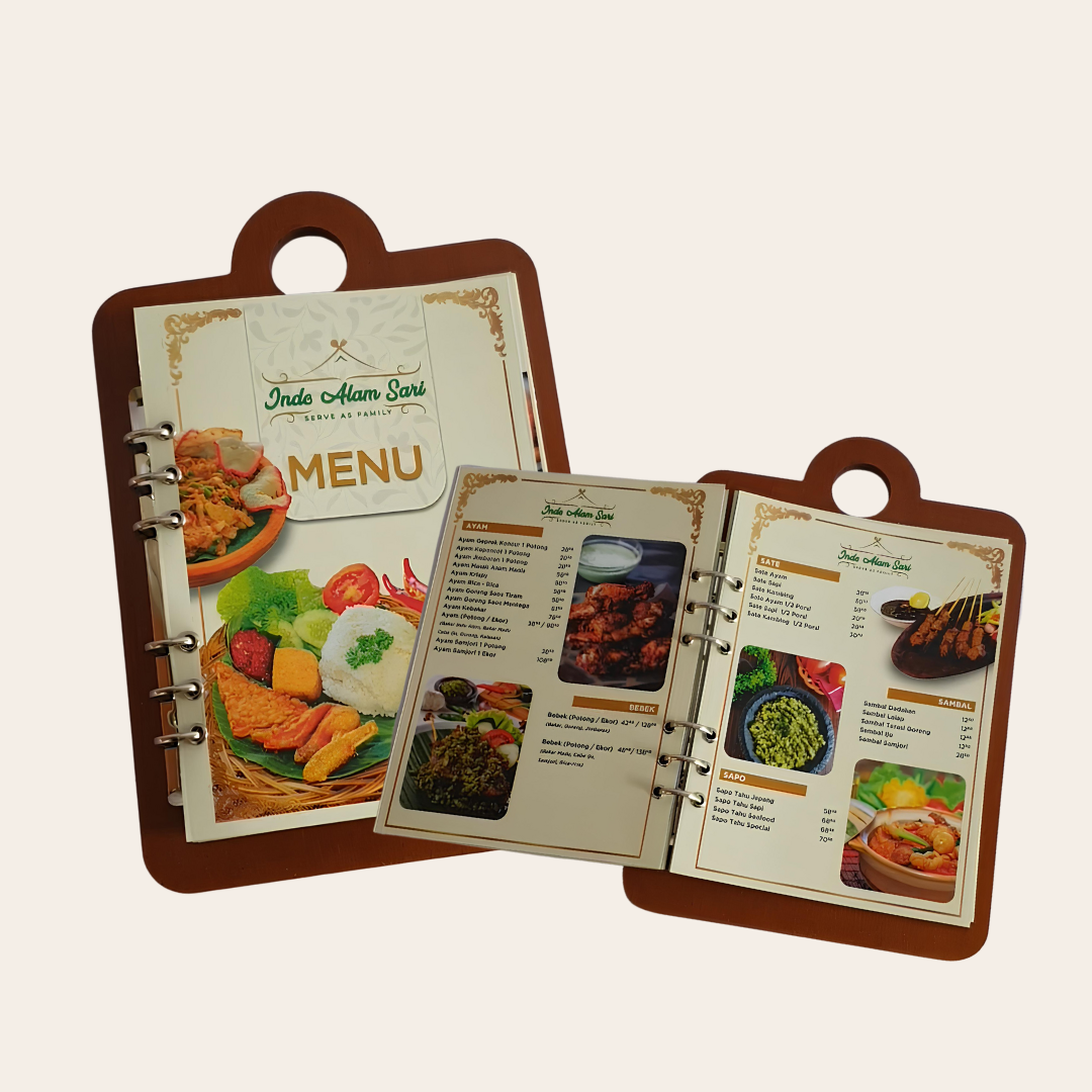 buku menu, buku menu resto, cetak buku menu, menu board