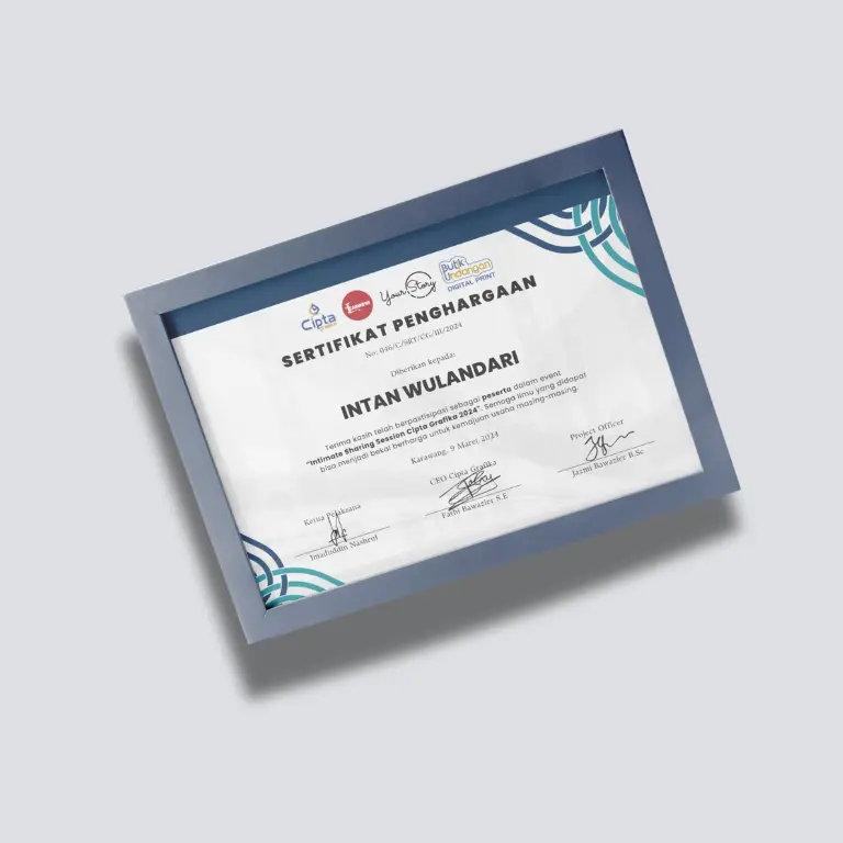 sertifikat, cetak sertifikat, sertifikat penghargaan, sertfikat juara, cetak sertifikat karawang