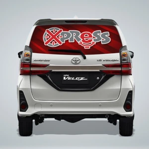 contoh pemasangan stiker one way pada kaca mobil