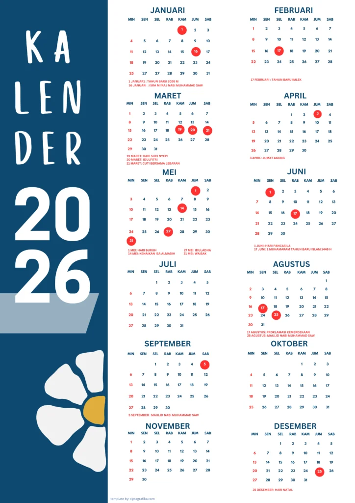 kalender 2026, tanggal merah 2026, libur nasional 2026
