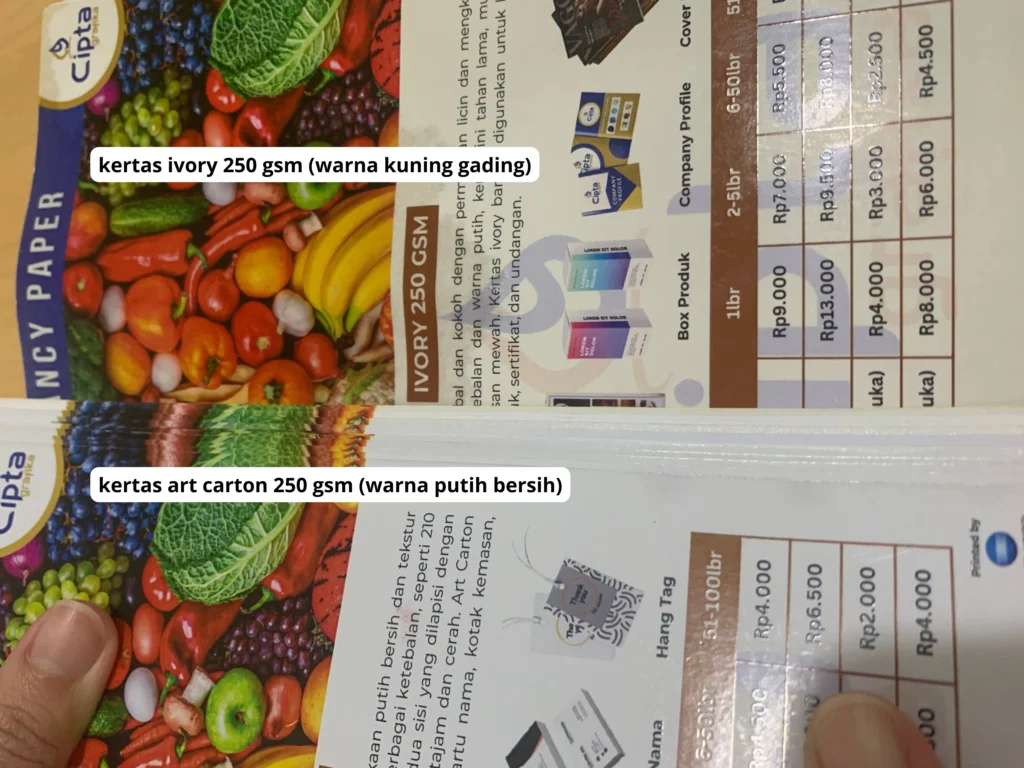 perbedaan ivory dan art carton